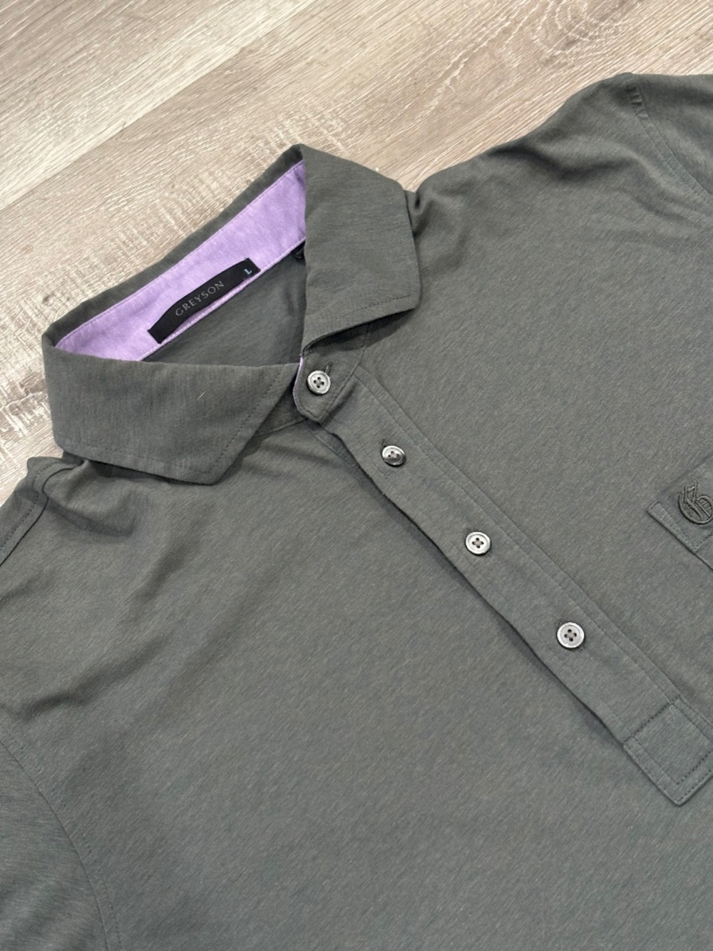 Greyson Spirit Short Sleeve Chest Pocket Polo Pima Cotton Spread Collar Mens L
